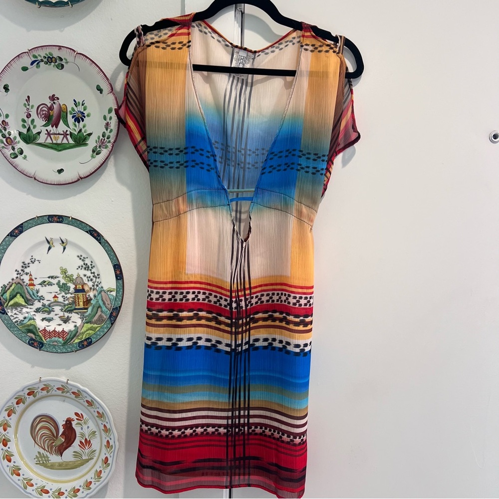 Becca Colorful Sheer Swim Beach Cover Up Dress